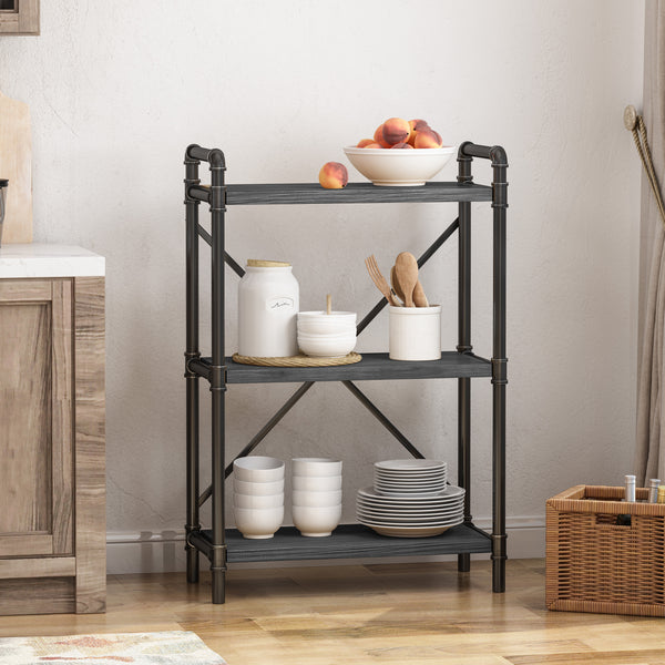Gdf Studio Bleckley Industrial Pipe Design 3-Shelf Etagere Bookcase