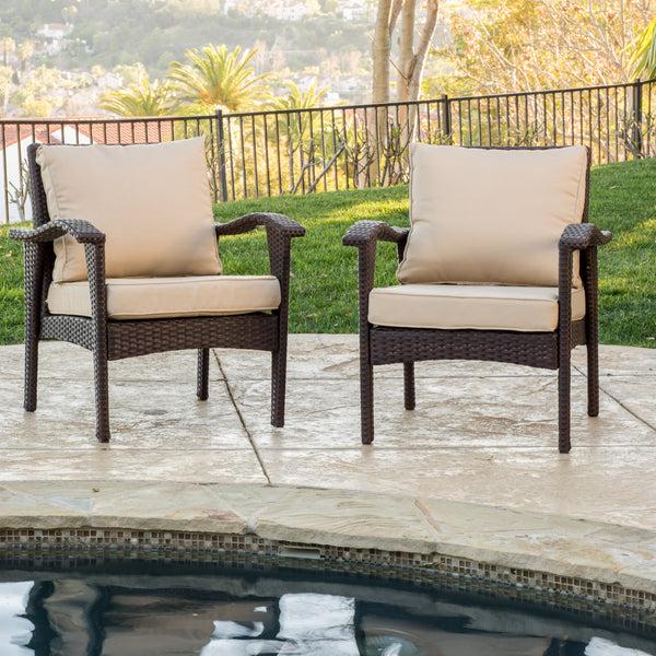 gdf studio Bleecker Outdoor Wicker Club Chair with Cushion Set of 2