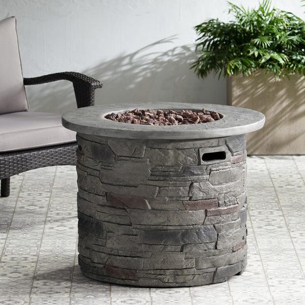 Gdf Studio Blomgren 32-inch Stone Circular MGO Fire Pit With Grey Top - 40 000 BTU