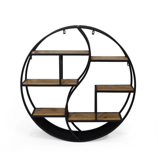 gdf studio Bobby Industrial Wall Mount Round Yin Yang Floating Shelf