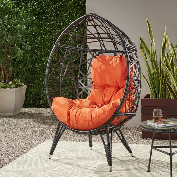 Gdf Studio Bodee Outdoor Freestanding Wicker Teardrop / Egg Chair