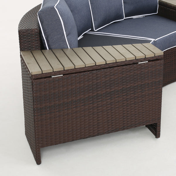 Gdf Studio Boden Outdoor Wicker And Faux Wood Table Wedge Section Only Brown