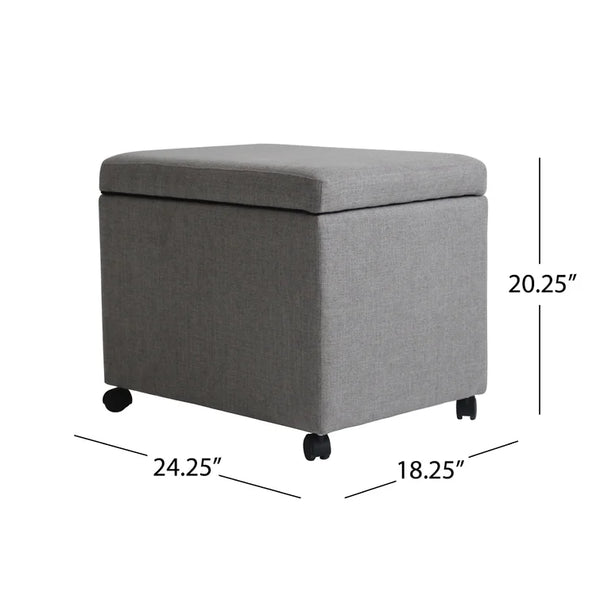 Gdf Studio Boheme Modern Upholstered Storage Ottoman Movable Footstool