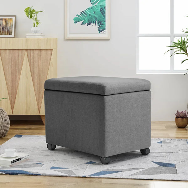 Gdf Studio Boheme Modern Upholstered Storage Ottoman Movable Footstool