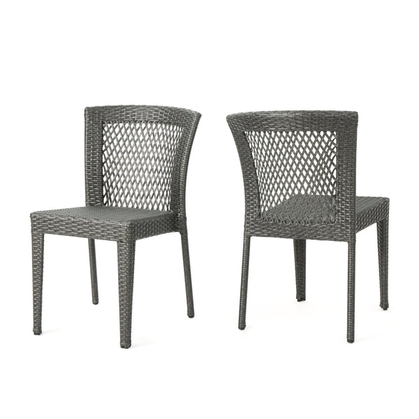 gdf studio Bonnie Outdoor Gray Wicker Stackable Dining Chairs