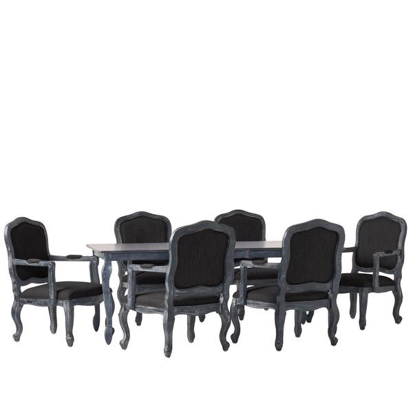 Gdf Studio Bonview French Country Fabric Upholstered Wood Expandable 7 Piece Dining Set
