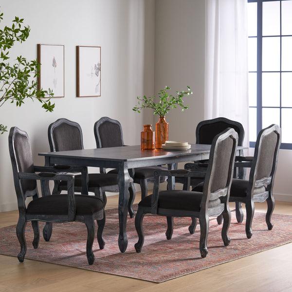 gdf studio Bonview French Country Fabric Upholstered Wood Expandable 7 Piece Dining Set