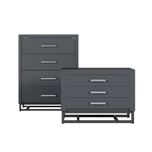 Gdf Studio Borah Contemporary Faux Wood 2 Piece 4 Drawer Dresser And Nightstand Bedroom Set