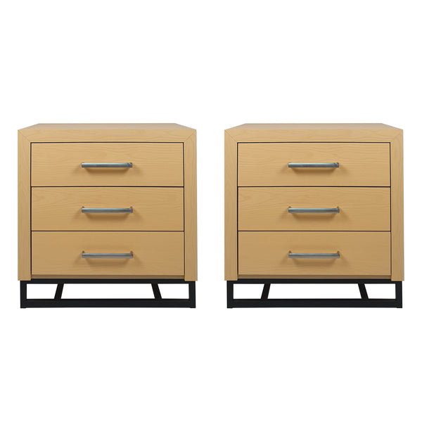 Gdf Studio Borah Contemporary Faux Wood 3 Drawer Nightstand Set Of 2