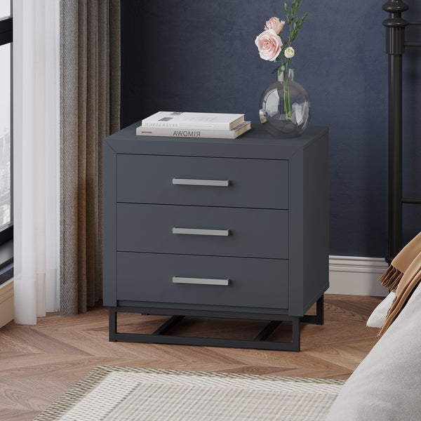gdf studio Borah Contemporary Faux Wood 3 Drawer Nightstand
