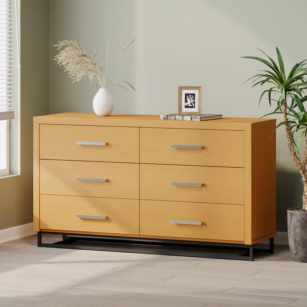 Gdf Studio Borah Contemporary Faux Wood 6 Drawer Double Dresser