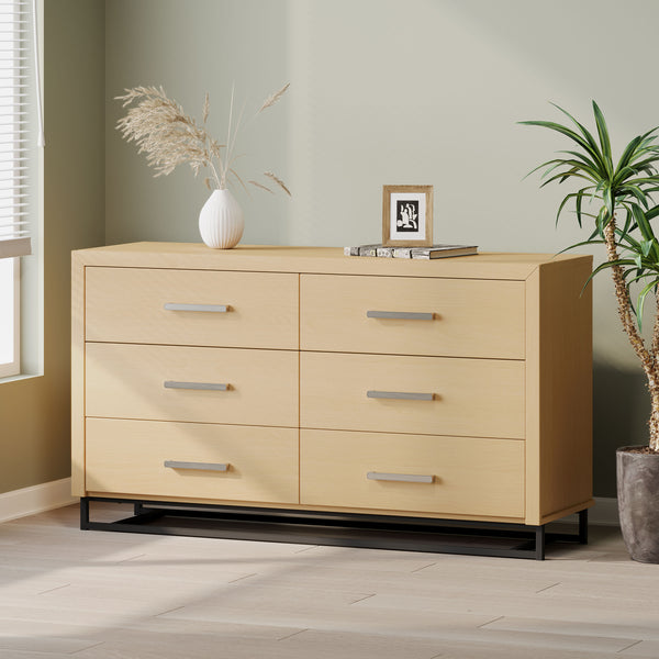 gdf studio Borah Contemporary Faux Wood 6 Drawer Double Dresser