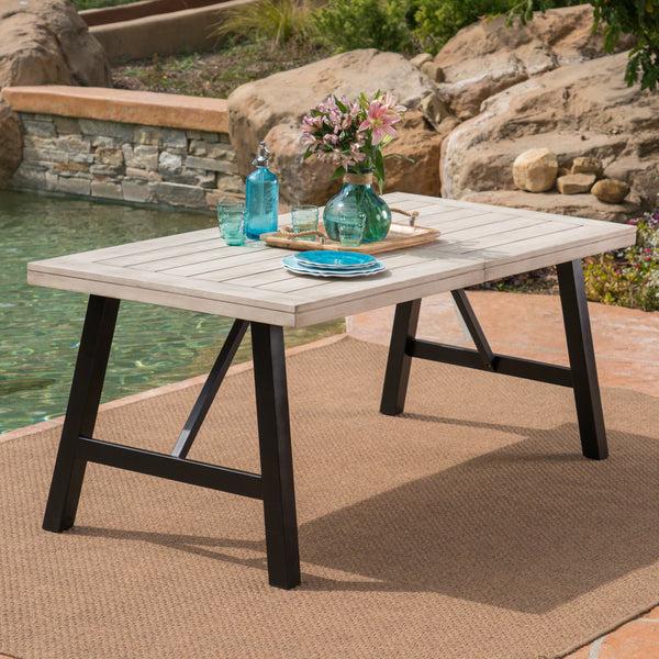 Gdf Studio Borocay Outdoor Light Gray Finished Acacia Wood Dining Table