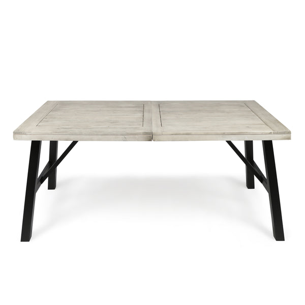 gdf studio Borocay Outdoor Light Gray Finished Acacia Wood Dining Table