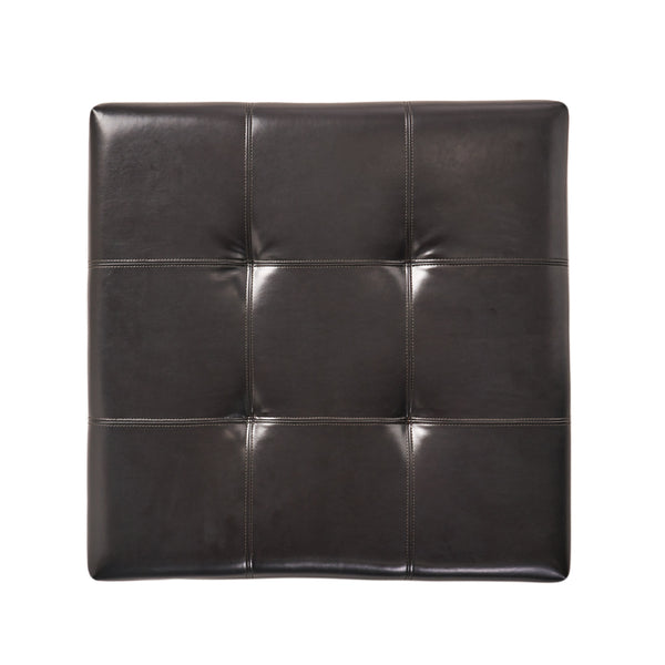 Gdf Studio Boston Espresso Brown Tufted Leather Storage Ottoman Coffee Table
