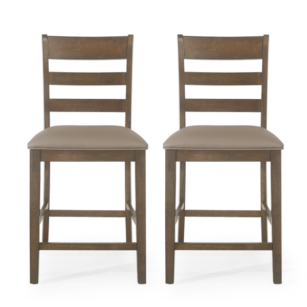 Gdf Studio Boughton Farmhouse Upholstered Wood Counter Stools Set Of 2