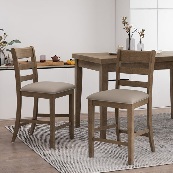 gdf studio Boughton Farmhouse Upholstered Wood Counter Stools Set of 2
