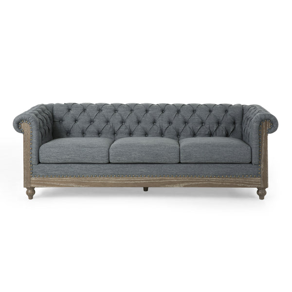 Gdf Studio Bowes Chesterfield Tufted 3 Seater Sofa With Nailhead Trim