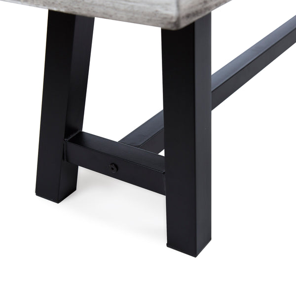 Gdf Studio Bowman Outdoor Acacia Wood Dining Bench With Rustic Metal Finish Frame