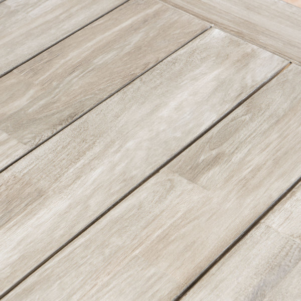 Gdf Studio Bowman Outdoor Sandblast Finish Acacia Wood Dining Table With Metal Finish Frame