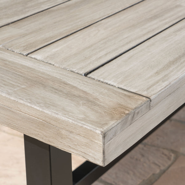 Gdf Studio Bowman Outdoor Sandblast Finish Acacia Wood Dining Table With Metal Finish Frame