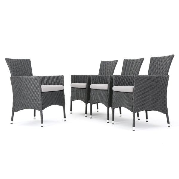 gdf studio Brascha Contemporary Outdoor PE Wicker Dining Chairs w/ Cushions