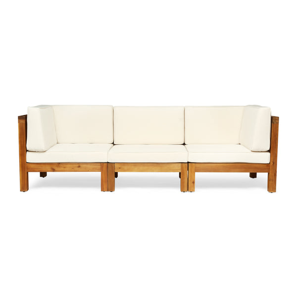 gdf studio Brava Outdoor Modular Acacia Wood Sofa with Cushions