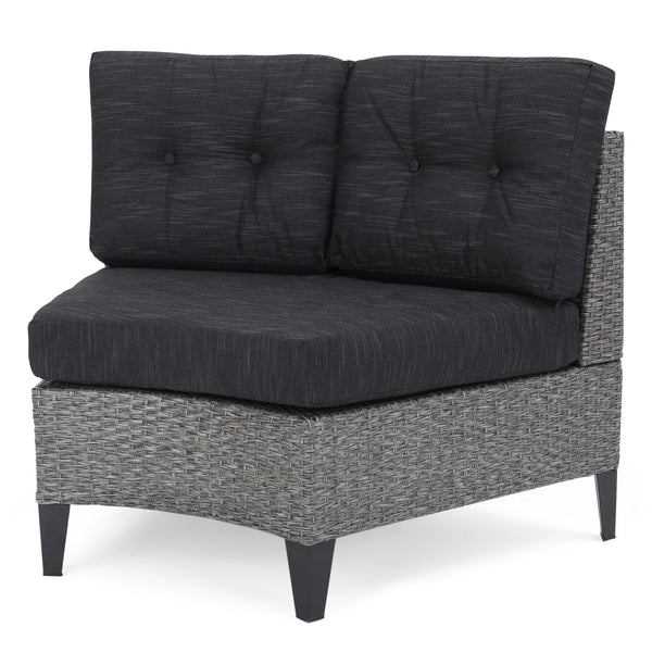 Gdf Studio Breann Outdoor Round 8 Seater Wicker Sectional Set With Fire Pit And Tank Holder
