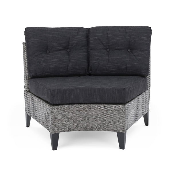 Gdf Studio Breann Outdoor Round 8 Seater Wicker Sectional Set With Fire Pit And Tank Holder