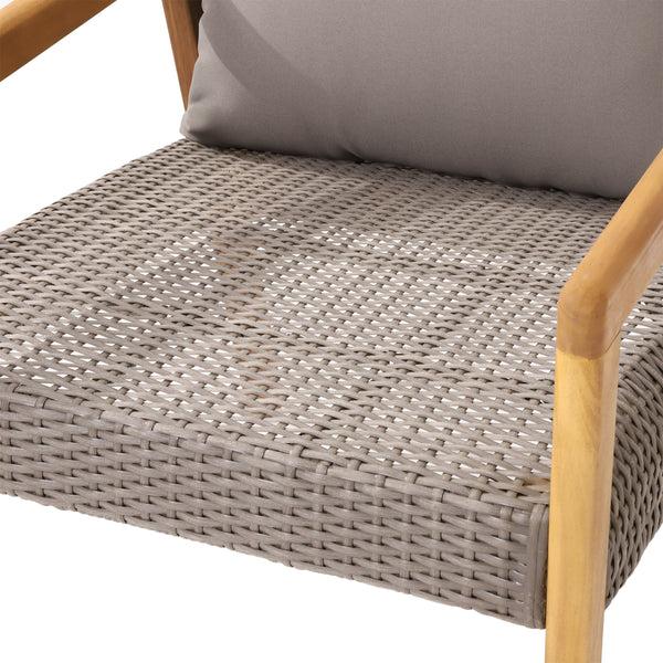 Gdf Studio Breck Outdoor Acacia Wood And Wicker Club Chair