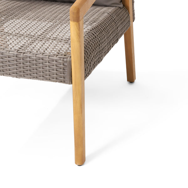Gdf Studio Breck Outdoor Acacia Wood And Wicker Club Chairs With Cushion Set Of 2 Teak And Gray