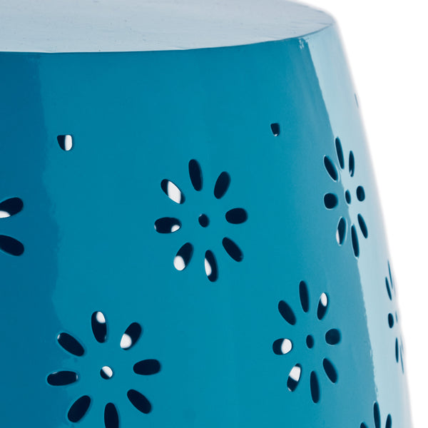 Gdf Studio Breeze Outdoor Modern Floral Lace-Cut Metal Accent Side Table