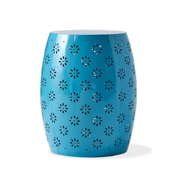 gdf studio Breeze Outdoor Modern Floral Lace-Cut Metal Accent Side Table