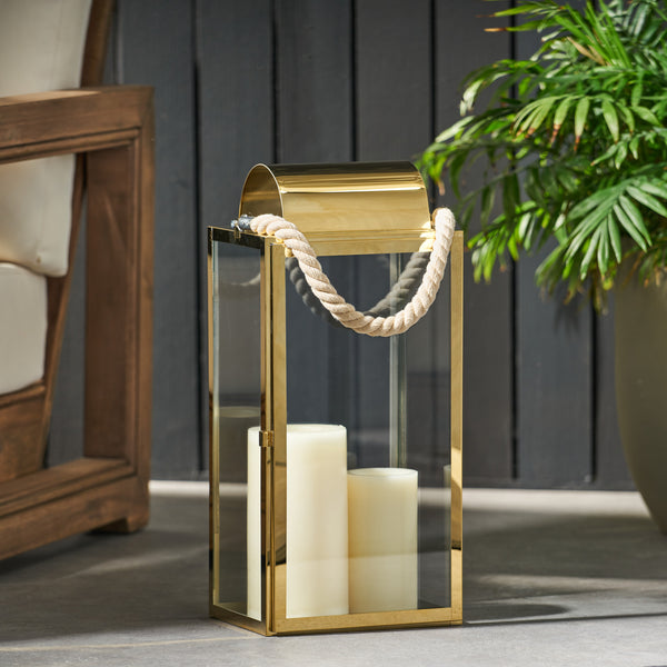 Gdf Studio Brianna Outdoor 19" Modern Stainless Steel Lantern