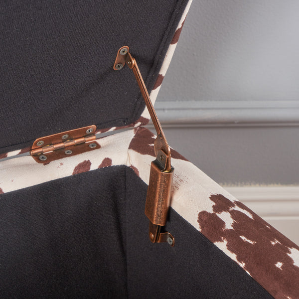 Gdf Studio Brianna Rectangle Cow Print Velvet Storage Ottoman Bench