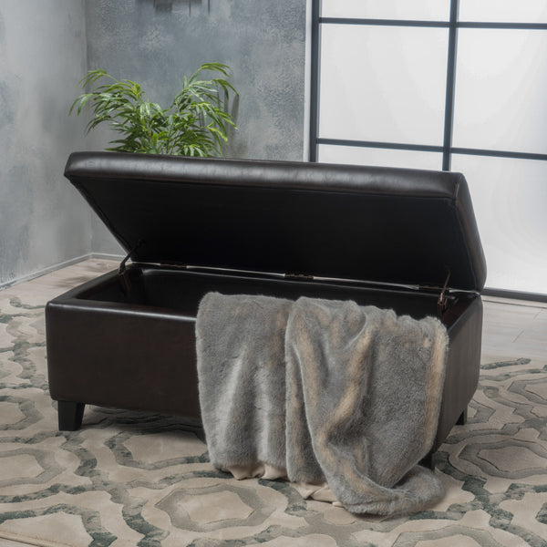 Gdf Studio Brianna Rectangle Leather Storage Ottoman Bench