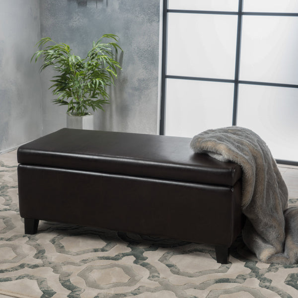 gdf studio Brianna Rectangle Leather Storage Ottoman Bench