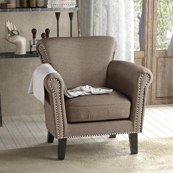 Gdf Studio Brice Contemporary Scroll Arm Club Chair With Nailhead Trim