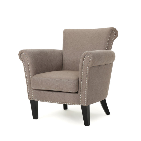 gdf studio Brice Contemporary Scroll Arm Club Chair with Nailhead Trim