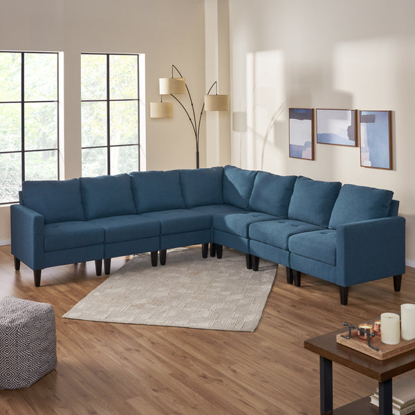 Gdf Studio Bridger 7 Piece Versatile Fabric Sectional Couch