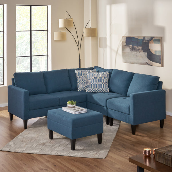 Gdf Studio Bridger Fabric Sectional Couch With Ottoman