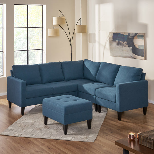 Gdf Studio Bridger Fabric Sectional Couch With Ottoman