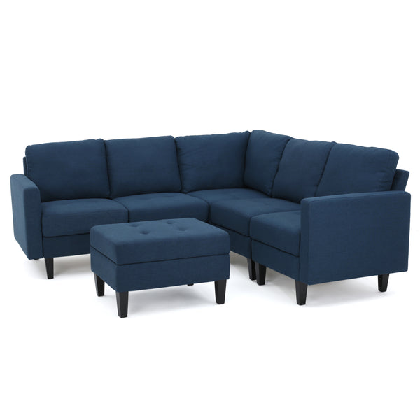 gdf studio Bridger Fabric Sectional Couch with Ottoman