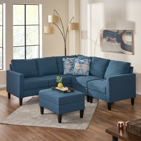 Gdf Studio Bridger Fabric Sectional Couch With Storage Ottoman