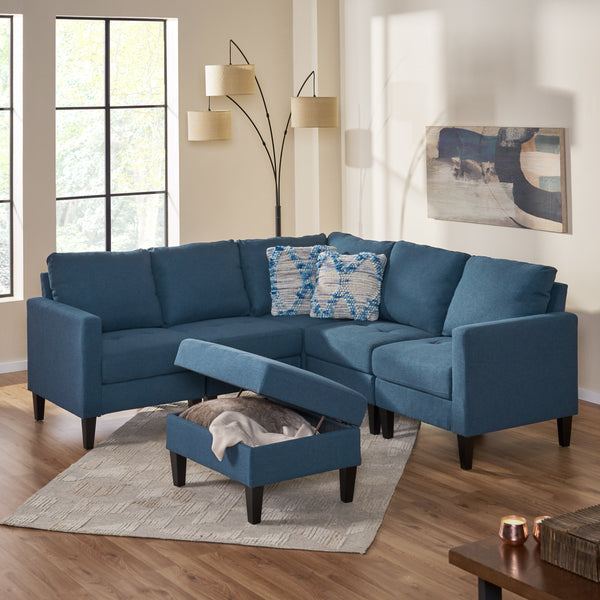 Gdf Studio Bridger Fabric Sectional Couch With Storage Ottoman