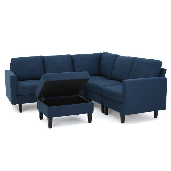 gdf studio Bridger Fabric Sectional Couch with Storage Ottoman