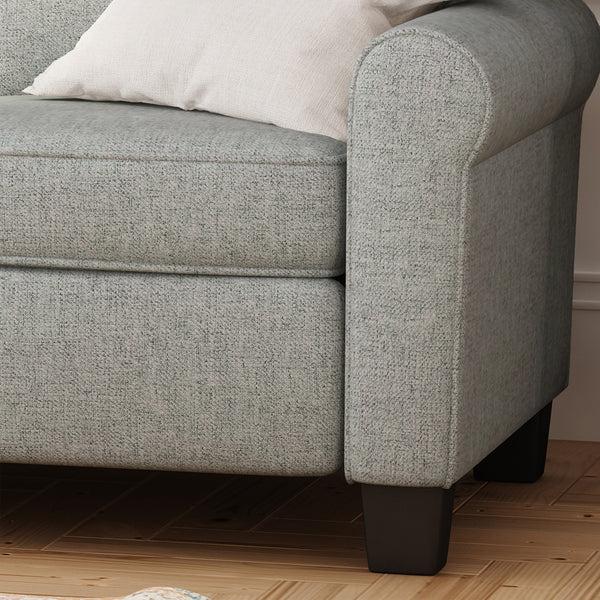 Gdf Studio Bridget Contemporary Scrolled Arm Upholstered Fabric Sofa With Tonal Piping