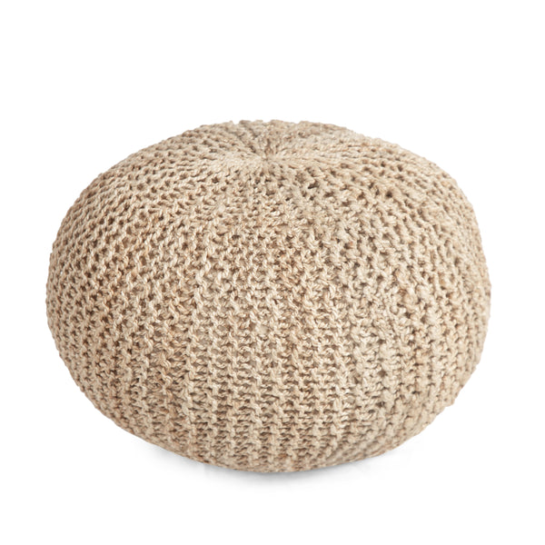 Gdf Studio Brightridge Boho Handmade Jute Cable Knit Round Pouf
