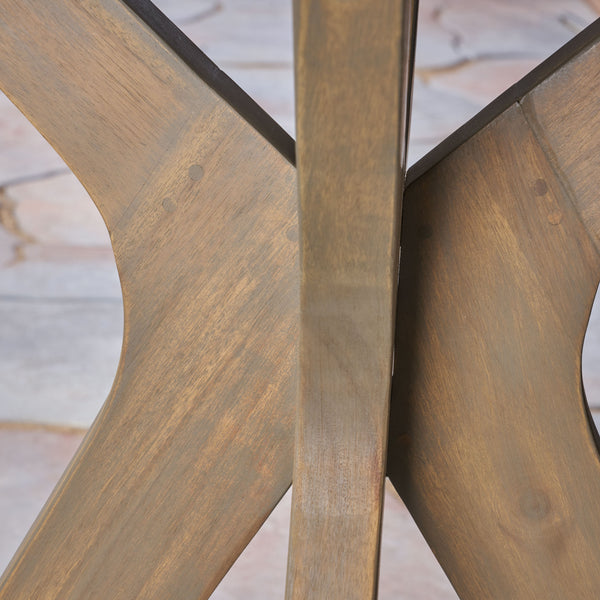Gdf Studio Brigitte Outdoor Round Acacia Wood Bistro Table With X Legs