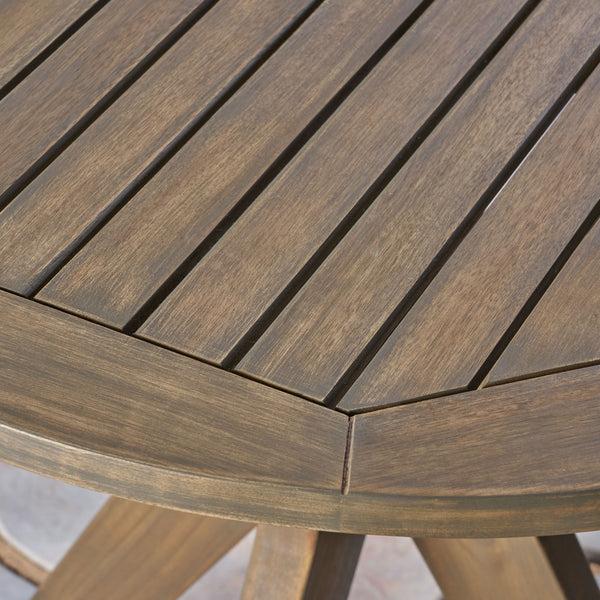 Gdf Studio Brigitte Outdoor Round Acacia Wood Bistro Table With X Legs